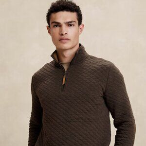Banana Republic Men's Quilted Half Zip Pullover ~ Size Large